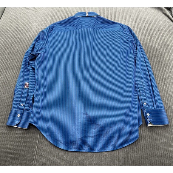 Robert Graham Tailored Fit Men Shirt Size 2XL Blue Striped Cotton Long Sleeve. - Picture 2 of 10
